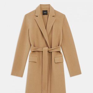 NWT Theory Beige Double Face Wool Cashmere belted Coat